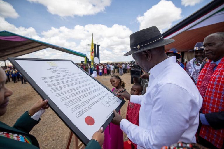 President ruto signing deed of transfer to officially transfer amboseli np to kajiado county