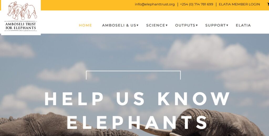 Screenshot of Elephant Trust for Elephants website homepage.Source: https://www.elephanttrust.org/